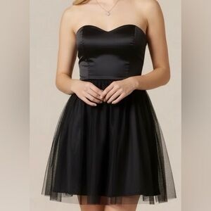 Kensie Strapless Black Midi Tulle Party Dress